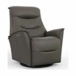 Fjords Small Leather Swivel Glider Recliner with Power Headrest and Power Lumbar