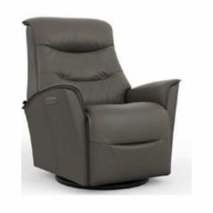 Fjords Small Leather Swivel Glider Recliner with Power Headrest and Power Lumbar