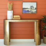 Kalalou Rounded Antique Gold Console Table