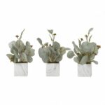 Seeded Eucalyptus Branches in Marbled Ceramic Cube