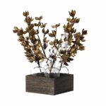 Cotton Branches in Glass Jars in Wooden Crate