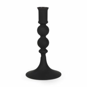 Matte Black Blown Glass Small Candlestick