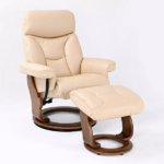 Benchmaster Swivel Recliner with Ottoman and Adjustable Headrest