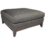 Smith Brothers Cocktail Square Ottoman with Wood Trim