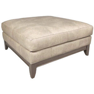 Smith Brothers Wood Base Leather Ottoman