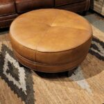 Smith Brothers 36” Round Leather Ottoman