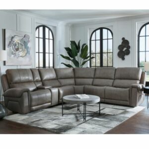 Southern Motion Triple Power Reclining Leather Sectional with Power Headrest, Lumbar and Zero Gravity