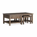 Magnussen Rectangular Cocktail Table with 2 Ottomans