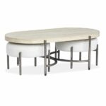 Magnussen Oval Cocktail Table with 2 Ottomans