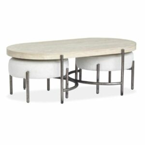 Magnussen Oval Cocktail Table with 2 Ottomans
