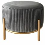 Crestview Round Velvet Foot Stool