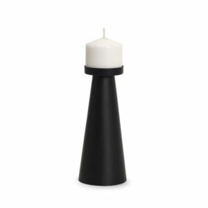 Tall Matte Black Metal Candle Holder