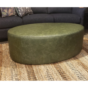 Smith Brothers Oval Cocktail Non-Storage Leather Ottoman