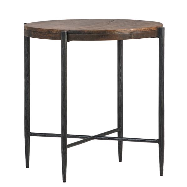 Dovetail Round Mango Wood End Table - Vander Berg Furniture and Flooring