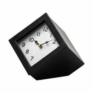 Black Metal Cube Table Clock