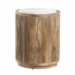 Crestview Barrel Side Table with Marble Inset
