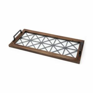 Rectangular Metal and Wood Tray