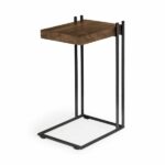 Mercana Wood Top C-Shaped Table with Metal Base