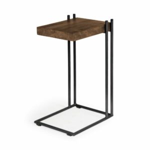 Mercana Wood Top C-Shaped Table with Metal Base