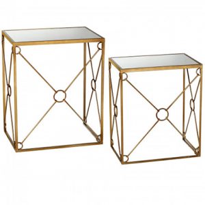CBK 2pc Set Mirror Top Side Tables