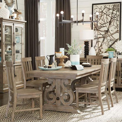 Rustic Light Wood Dining Set Table and Chairs for Dining