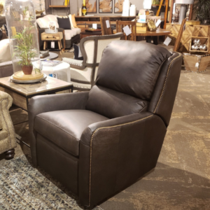 Smith Brothers Swivel Glider Power Headrest Leather Recliner