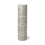 Large Cream Black Patterned Cylindrical Ceramic Vase