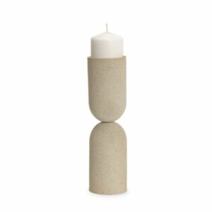 Beige Metal Tall Pillar Candle Holder