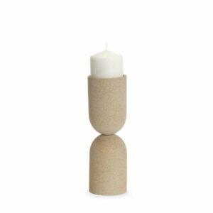 Beige Metal Medium Pillar Candle Holder