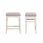 Winners Only Backless Cushioned White Stool