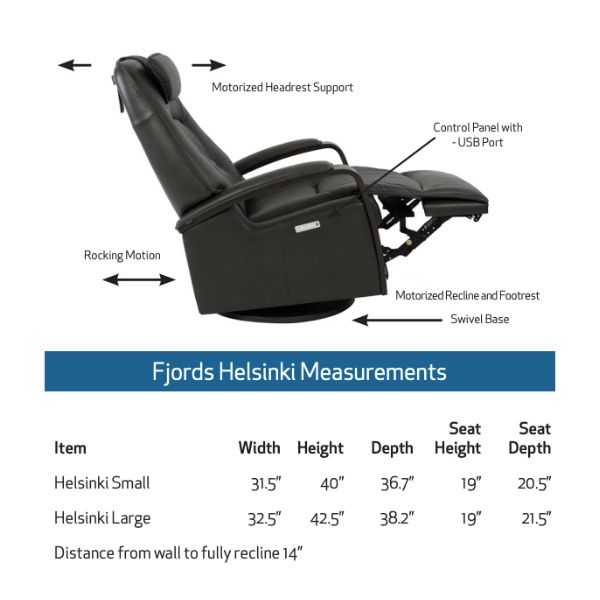 Fjords Crown Small Motorized Swivel Glider Leather Recliner with Power Headrest and Lumbar