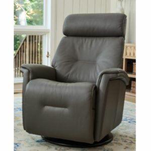 Fjords Rome Large Motorized Swivel Glider Leather Recliner with Power Headrest and Lumbar