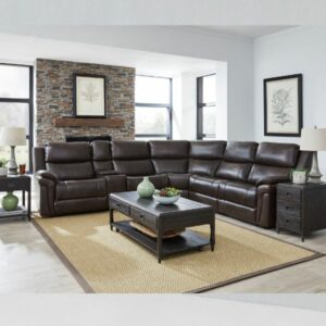 Southern Motion Double Reclining Leather Power Headrest Modular Sectional