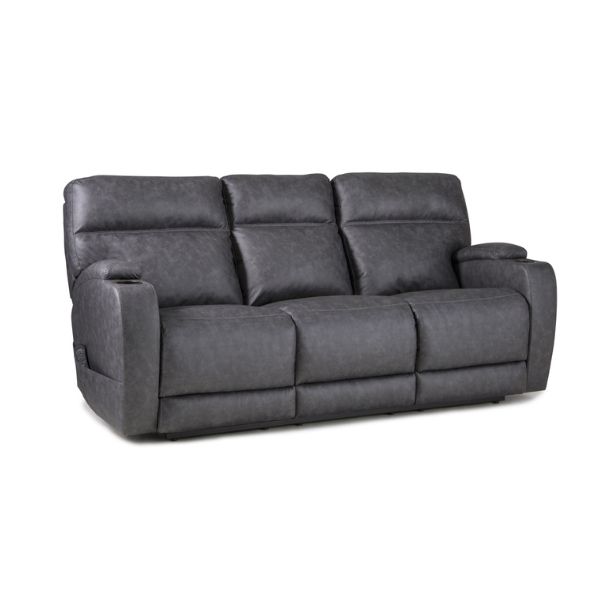 HomeStretch Triple Power Reclining Sofa with Lumbar and Wired Remote